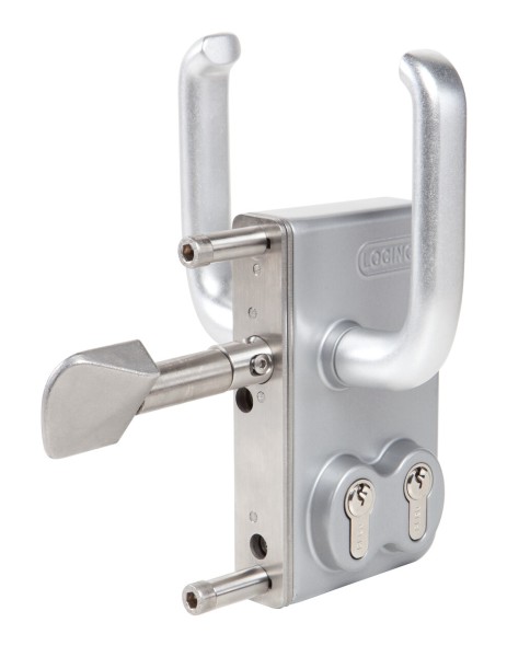 2 PZ Schiebetorschloss, silber 100mm